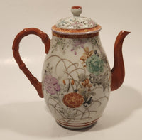 Antique Suzuki Japan Hand Painted Flower Decor 6 1/4" Tall Porcelain Teapot