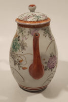 Antique Suzuki Japan Hand Painted Flower Decor 6 1/4" Tall Porcelain Teapot