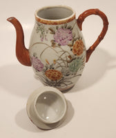 Antique Suzuki Japan Hand Painted Flower Decor 6 1/4" Tall Porcelain Teapot