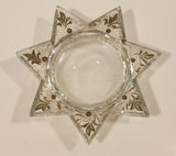 Antique Victorian Goofus Glass 7 Point Star Gold Leaf Heavy Glass Paperweight Reading Magnifier