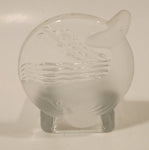 Partylite Clear and Frosted Glass Whale Tea Light Candle Holder