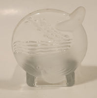 Partylite Clear and Frosted Glass Whale Tea Light Candle Holder