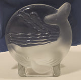 Partylite Clear and Frosted Glass Whale Tea Light Candle Holder