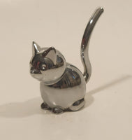 Umbra Sitting Cat Silver Chrome Ring Holder 2 3/4" Long Metal Figurine