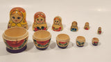 Vintage USSR Russian Matryoshka Hand Painted Wood Nesting Doll Set of 6