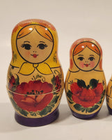 Vintage USSR Russian Matryoshka Hand Painted Wood Nesting Doll Set of 6