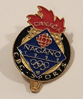 1998 Nagano Japan Winter Olympic Games CBC Sports Canada Olympic Torch Enamel Metal Lapel Pin