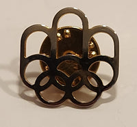 1976 Montreal Olympic Games Rings Gold Tone Metal Lapel Pin