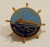 Rare Vintage Lady Winnipeg Manitoba Canada Ship's Wheel Enamel Metal Lapel Pin