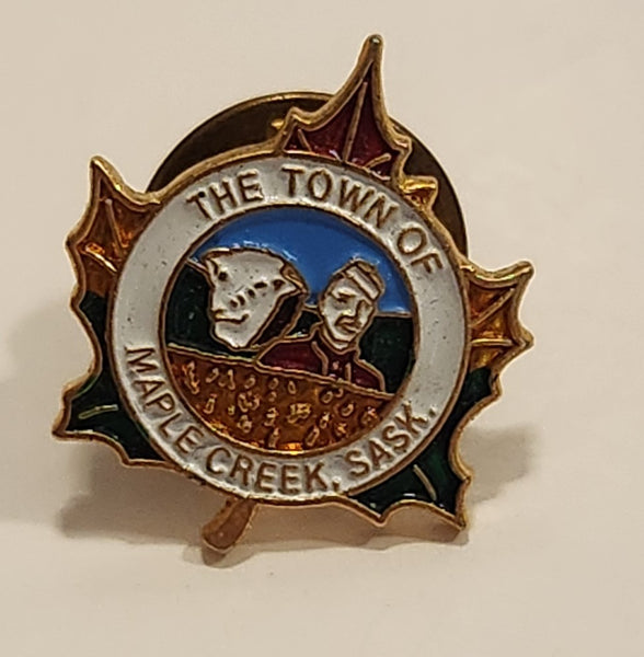 The Town Of Maple Creek Saskatchewan Maple Leaf Enamel Metal Lapel Pin