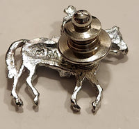 Detailed Cowboy Riding Horse Silver Tone Metal Lapel Pin