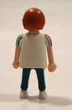 1992 Geobra PlayMobil Red Head Female White Plaid Shirt Green Pants Toy Figure