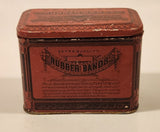 Rare Antique Early 1900s W. H. Stanage &amp; Co. Extra Quality Rubber Bands Hinged Tin Metal Container