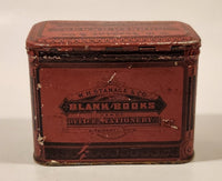 Rare Antique Early 1900s W. H. Stanage &amp; Co. Extra Quality Rubber Bands Hinged Tin Metal Container