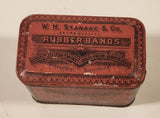 Rare Antique Early 1900s W. H. Stanage &amp; Co. Extra Quality Rubber Bands Hinged Tin Metal Container