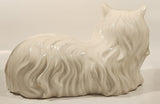 1980s Large Ceramic White Persian Cat with Blue Eyes Laying Ceramic Sculpture Ornament