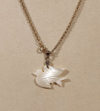 Vintage Mother of Pearl Dove Of Peace Gold Tone Chain Necklace