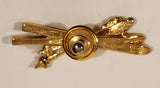 Avon Skis and Ski Poles Rhinestone and Gold Tone Metal Brooch Pin