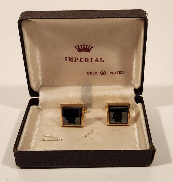 Vintage Imperial Gold Plated Silhouette Cufflinks in Original Box