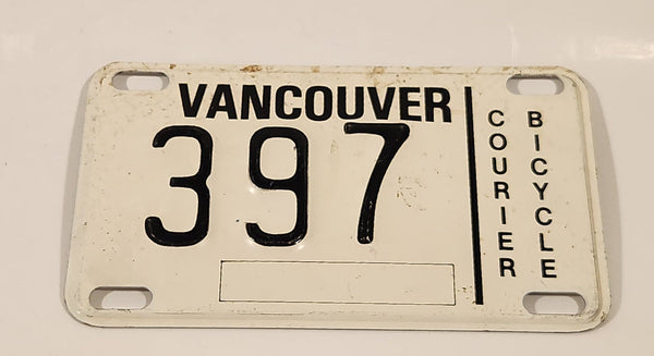 Vintage 1980s Vancouver Courier Bicycle Metal License Plate Tag 397