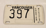 Vintage 1980s Vancouver Courier Bicycle Metal License Plate Tag 397