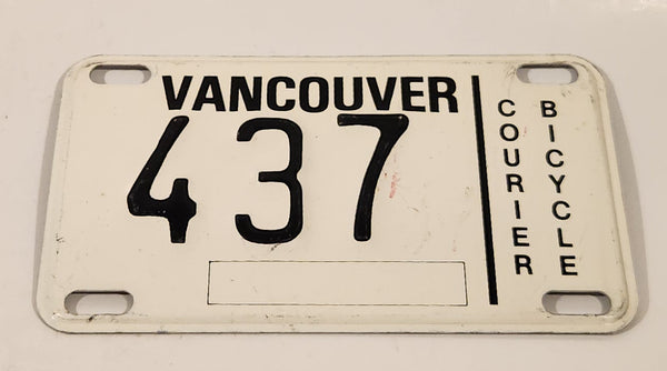 Vintage 1980s Vancouver Courier Bicycle Metal License Plate Tag 437