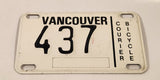 Vintage 1980s Vancouver Courier Bicycle Metal License Plate Tag 437