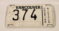 Vintage 1980s Vancouver Courier Bicycle Metal License Plate Tag 374