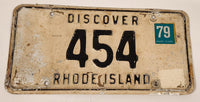 1979 Rhode Island Discover Black Letters Cream Vehicle License Plate Tag 454