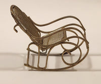 Vintage Mesh Rocking Chair Dollhouse Brass Miniature 3" Tall