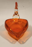 Crowned Crane Swan Bird Orange Art Glass Candy Dish