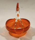 Crowned Crane Swan Bird Orange Art Glass Candy Dish