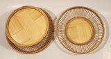 Vintage Asian Woven Bamboo Rattan Cricket Cage with Butterfly and Leaves Insert