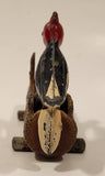 Vintage Red Woodpecker Bird Cast Iron Metal Mechanical Tooth Pick Grabber Holder