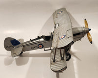 RAF Hawker Hind K5418 Airplane Silver Grey Large 11 3/4" Long Tin Metal Military Aircraft Model