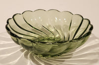 Vintage Hazel Atlas Colonial Swirl 4 3/4" Green Glass Capri Serving Bowl