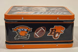 2003 CFL BC Lions Football Team 50 Seasons Est 1953 Dave Dickenson Quarterback Jason Clermont Slotback Orange and White Tin Metal Lunch Box