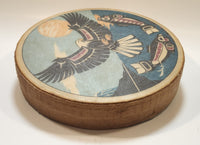 Clarence A. Wells Port Simpson, B.C. Aboriginal Art Eagle and Salmon Deer Hide Rimmed Drum Print