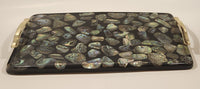 Vintage MCM Abalone Mother of Pearl 14" Serving Tray with Brass Handles