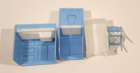 Vintage 1960s Blue and White Kitchen Furniture Miniature Plastic Dollhouse Toys Made in Hong Kong