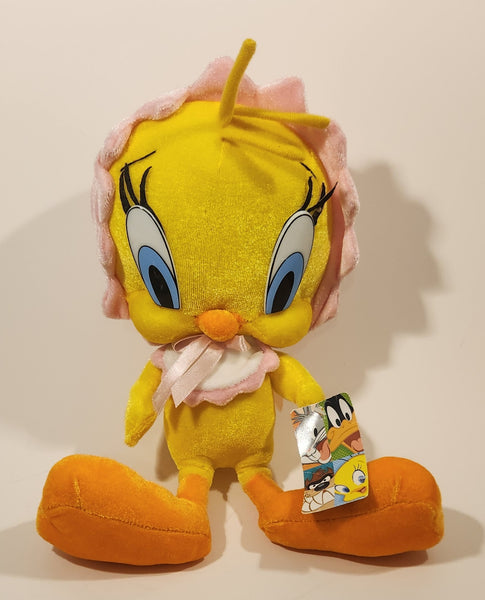 2005 Ganz Warner Bros. Looney Tune Tweety Bird with Pink Bonnet Hat 15" Stuffed Plush Toy New with Tags