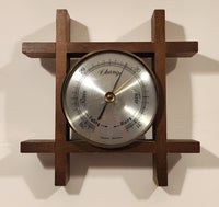 Vintage Wooden Grid 6" Weather Barometer Made in West Germany