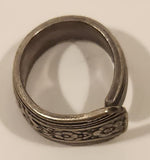 Vintage 1930s Ornate Flower Engraved Silver Plate Ring