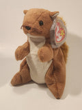 1996 Ty Beanie Baby 'Nut' Squirrel 6" Stuffed Plush Toy New with tag