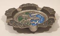 Vintage Dutch Knight with Windmills Enamel Metal Cigarette Ashtray