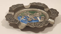 Vintage Dutch Knight with Windmills Enamel Metal Cigarette Ashtray