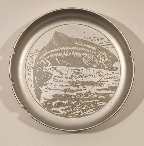 Vintage Hooked Fish Jumping Aluminum Metal Cigarette Ashtray