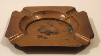 Vintage WWII Lens Shield Embossed Copper Metal Cigarette Ashtray
