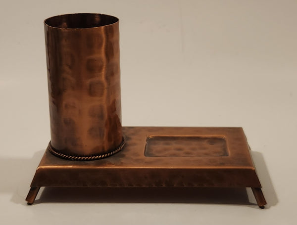 Vintage MCM Gregorian Cigarette Holder Hammered Copper Metal Smokers Stand