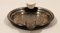 Vintage Mexican Mayan Calendar Two Slot .925 Sterling Silver Metal Cigarette Ashtray